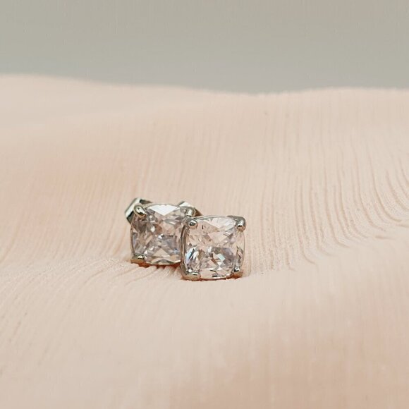 Classic Square White Zircon Dainty Earrings for Women, INDN8265 Classic Square White Zircon Dainty Earrings for Women, INDN8265